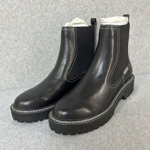 Women's Calvin Klein Size 9‎ Black Boots Shari Lug Chelsea Leather Combat Chunky